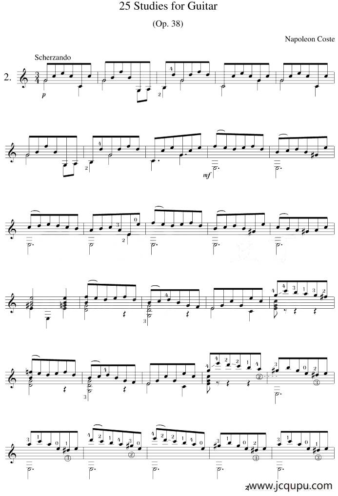 Napoleon Coste《25 Studies,Op.38》（STUDY 2）简谱