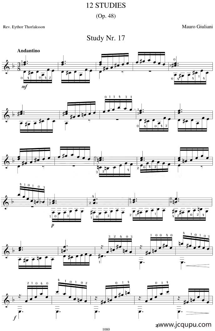 Mauro Giuliani《12 Studies,Op.48》（STUDY 17）简谱