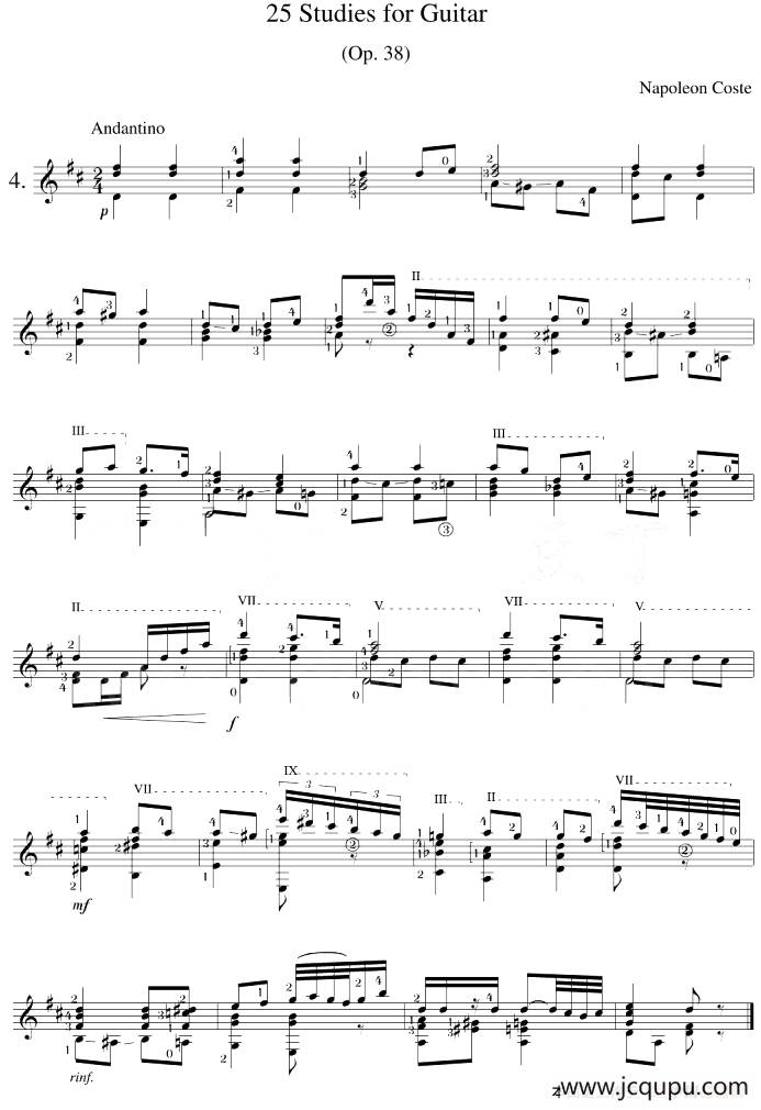 Napoleon Coste《25 Studies,Op.38》（STUDY 4）简谱