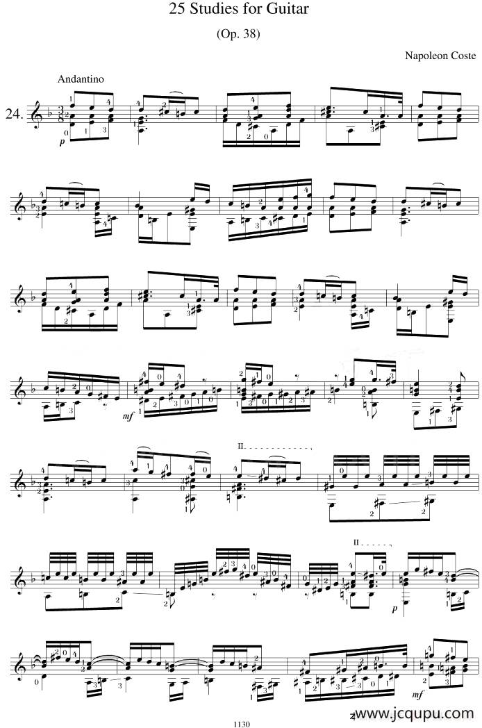 Napoleon Coste《25 Studies,Op.38》（STUDY 24）简谱
