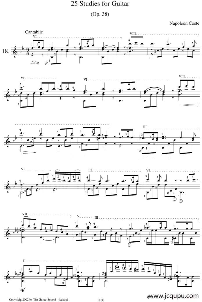 Napoleon Coste《25 Studies,Op.38》（STUDY 18）简谱