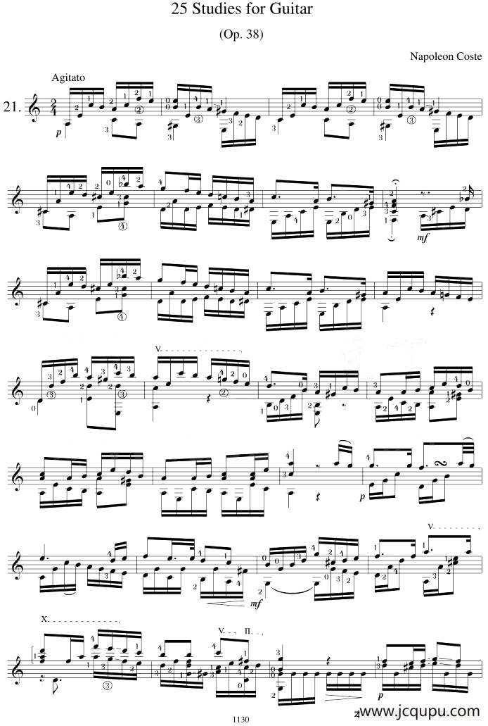 Napoleon Coste《25 Studies,Op.38》（STUDY 21）简谱