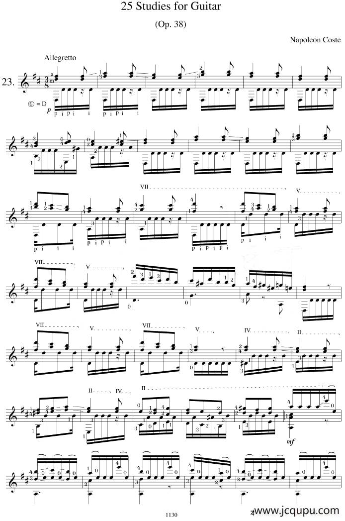 Napoleon Coste《25 Studies,Op.38》（STUDY 23）简谱