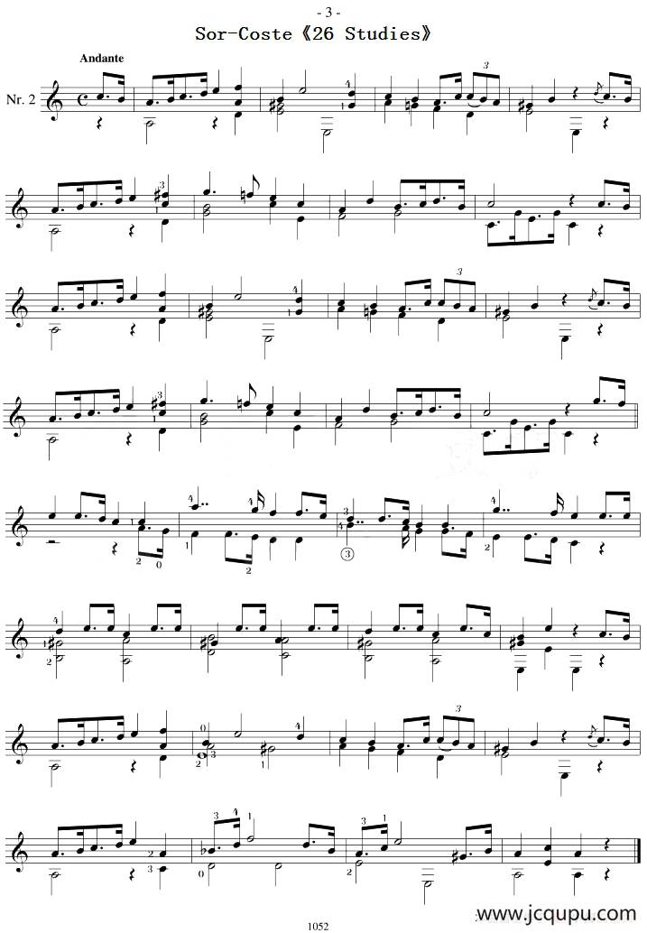 Sor-Coste《26 Studies》（STUDY 2）简谱