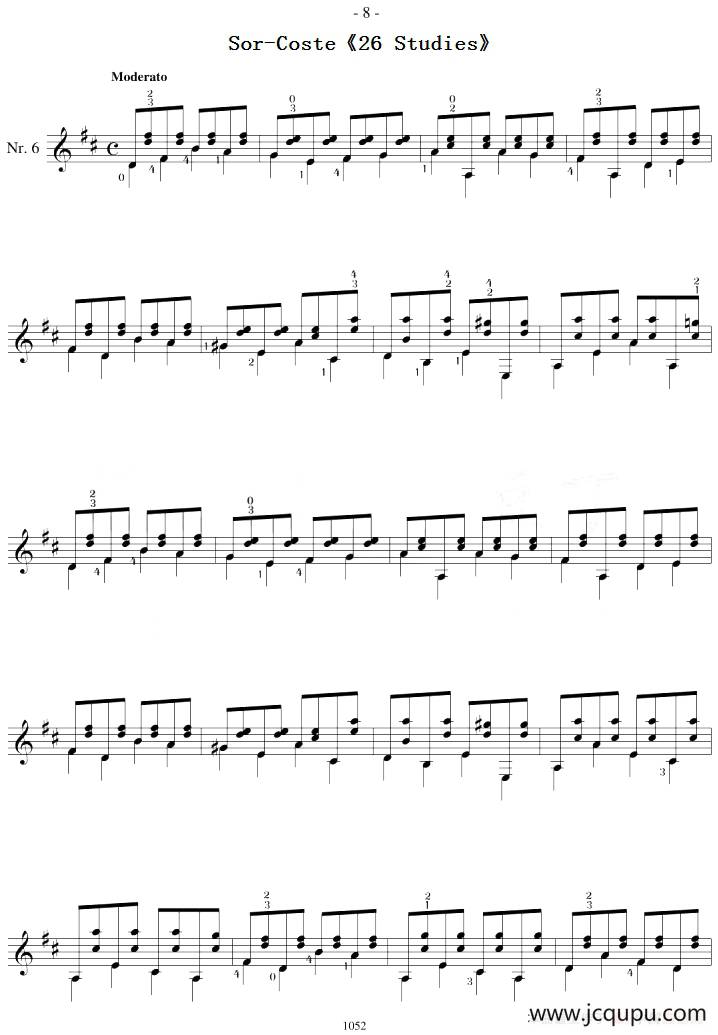 Sor-Coste《26 Studies》（STUDY 6）简谱
