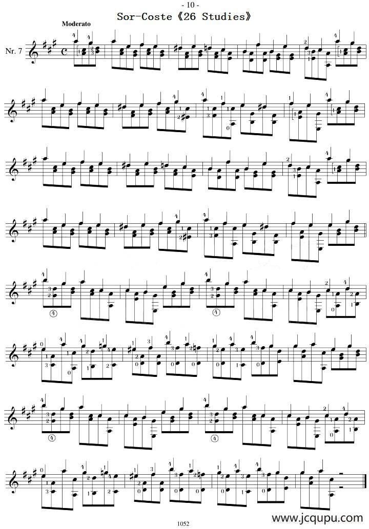 Sor-Coste《26 Studies》（STUDY 7）简谱
