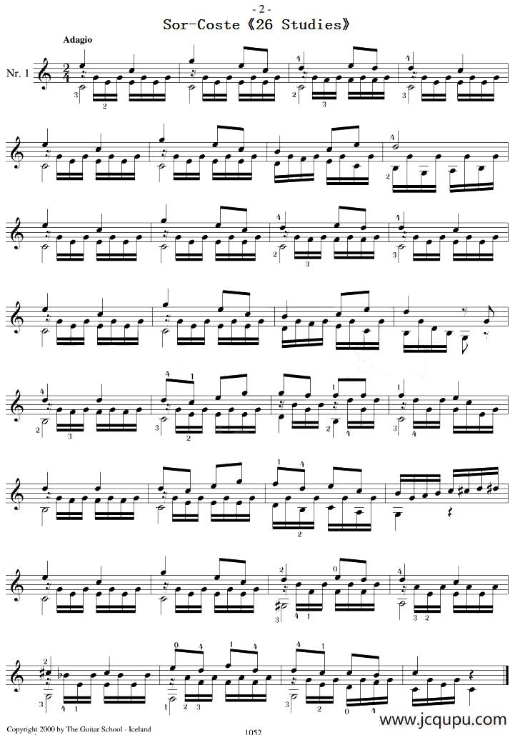 Sor-Coste《26 Studies》（STUDY 1）简谱