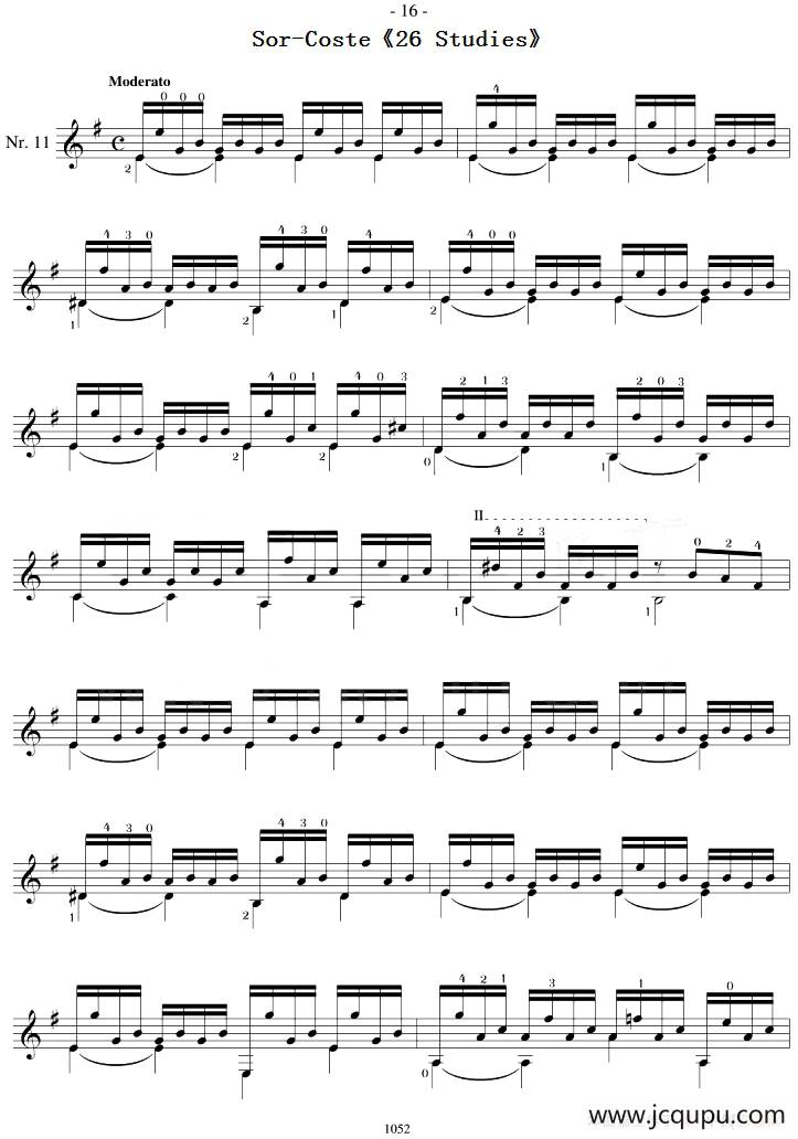 Sor-Coste《26 Studies》（STUDY 11）简谱
