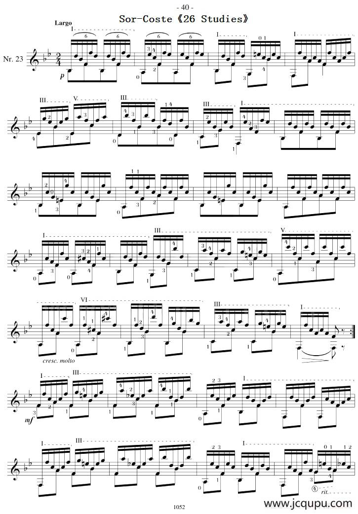 Sor-Coste《26 Studies》（STUDY 23）简谱