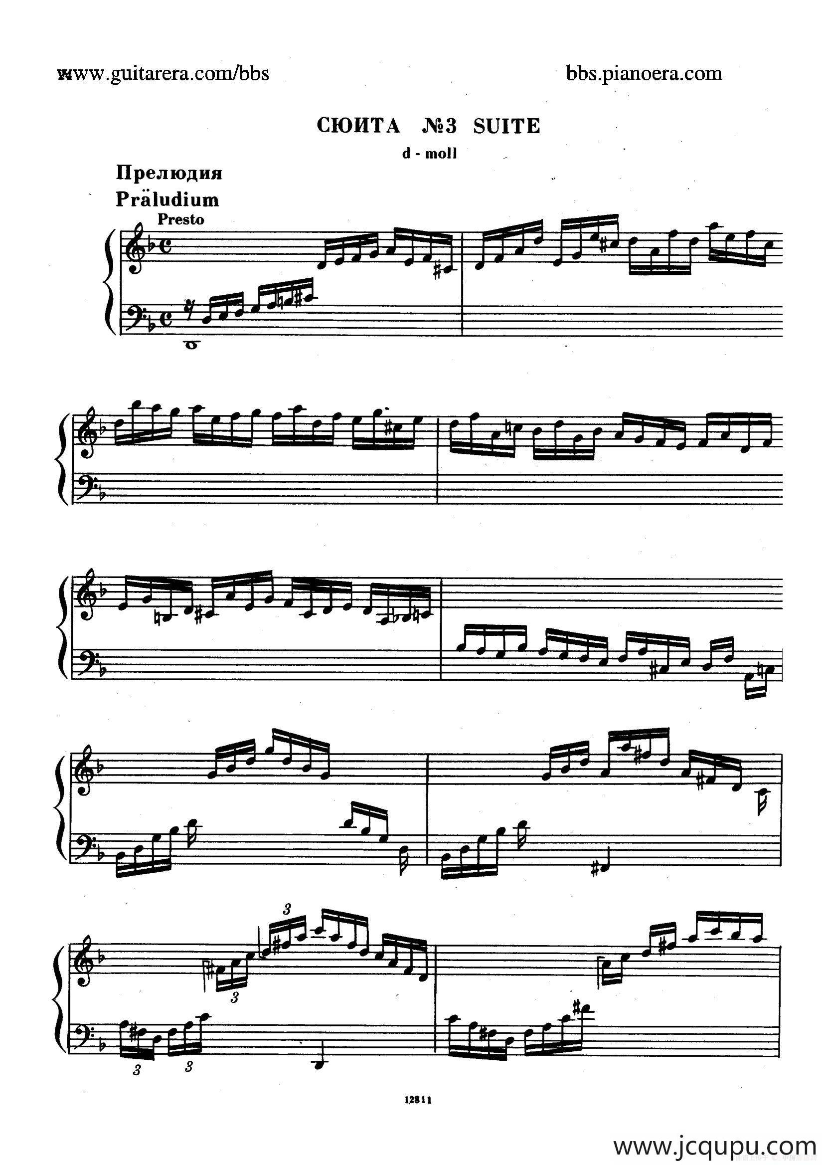 Suite No.3 in d Minor HWV 428（d小调第三组曲）简谱