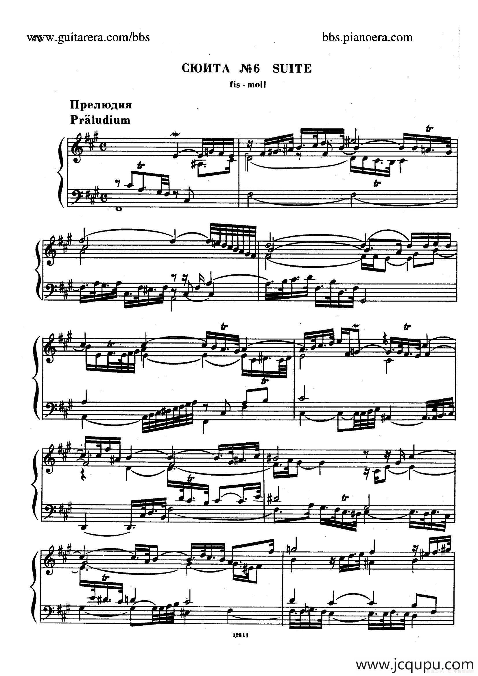 Suite No.6 in f-sharp Minor HWV 431（升f小调第六组曲）简谱