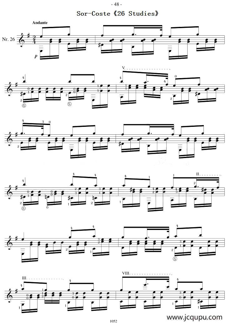 Sor-Coste《26 Studies》（STUDY 26）简谱
