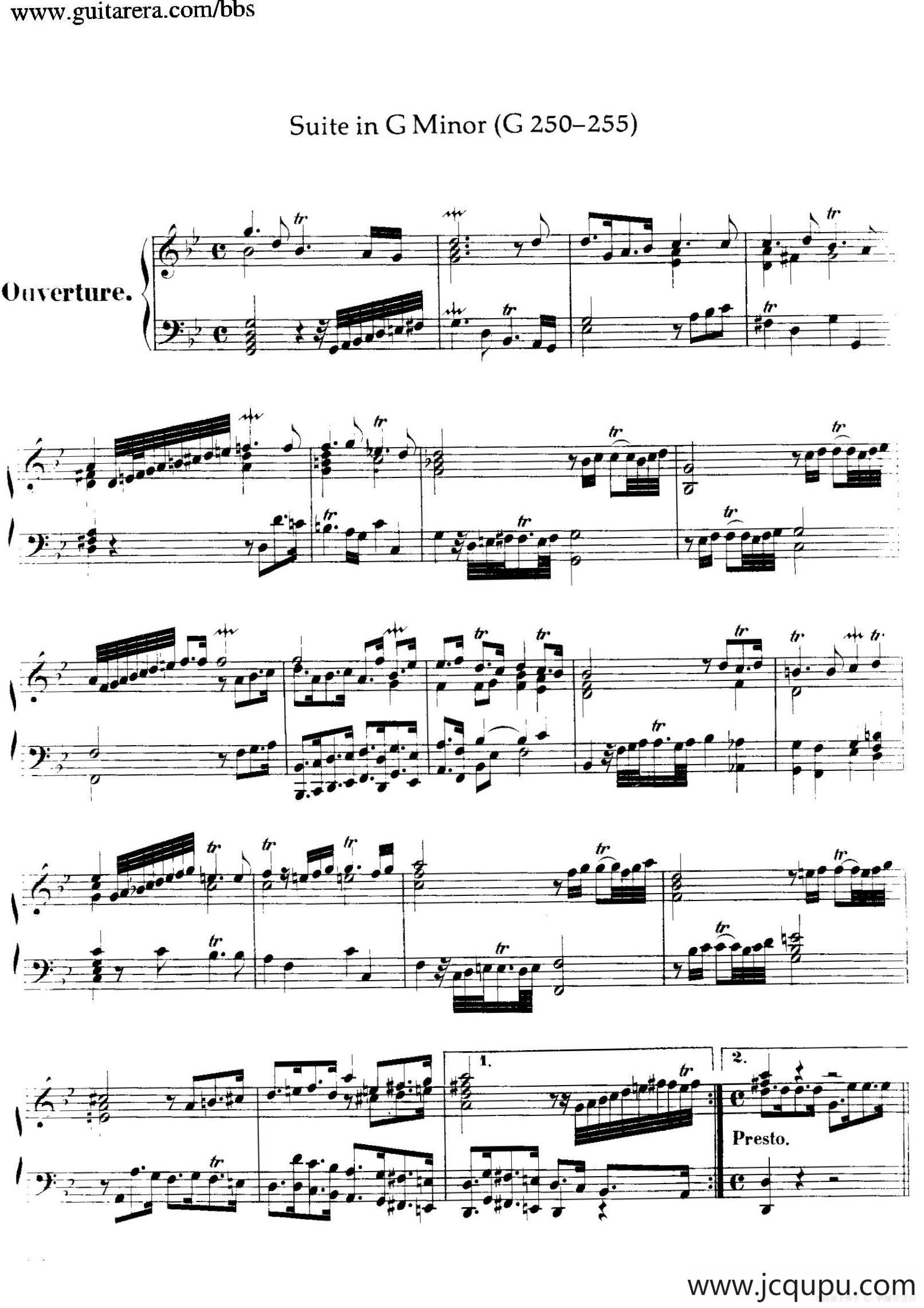 Suite No.7 in g Minor HWV 432（g小调第七组曲）简谱