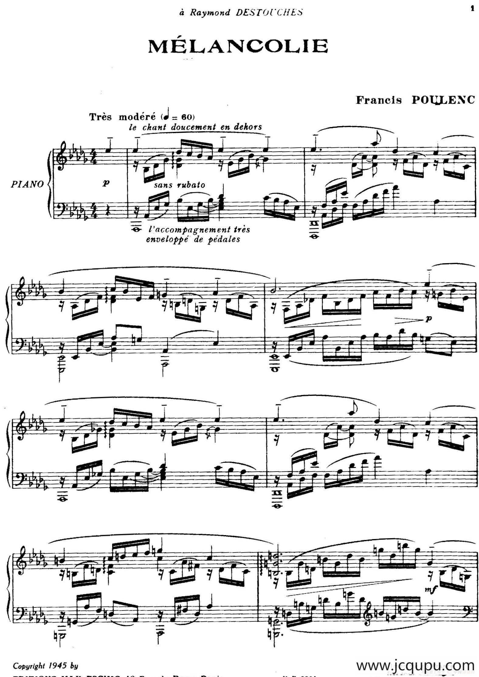 Mélancolie（伤感）简谱