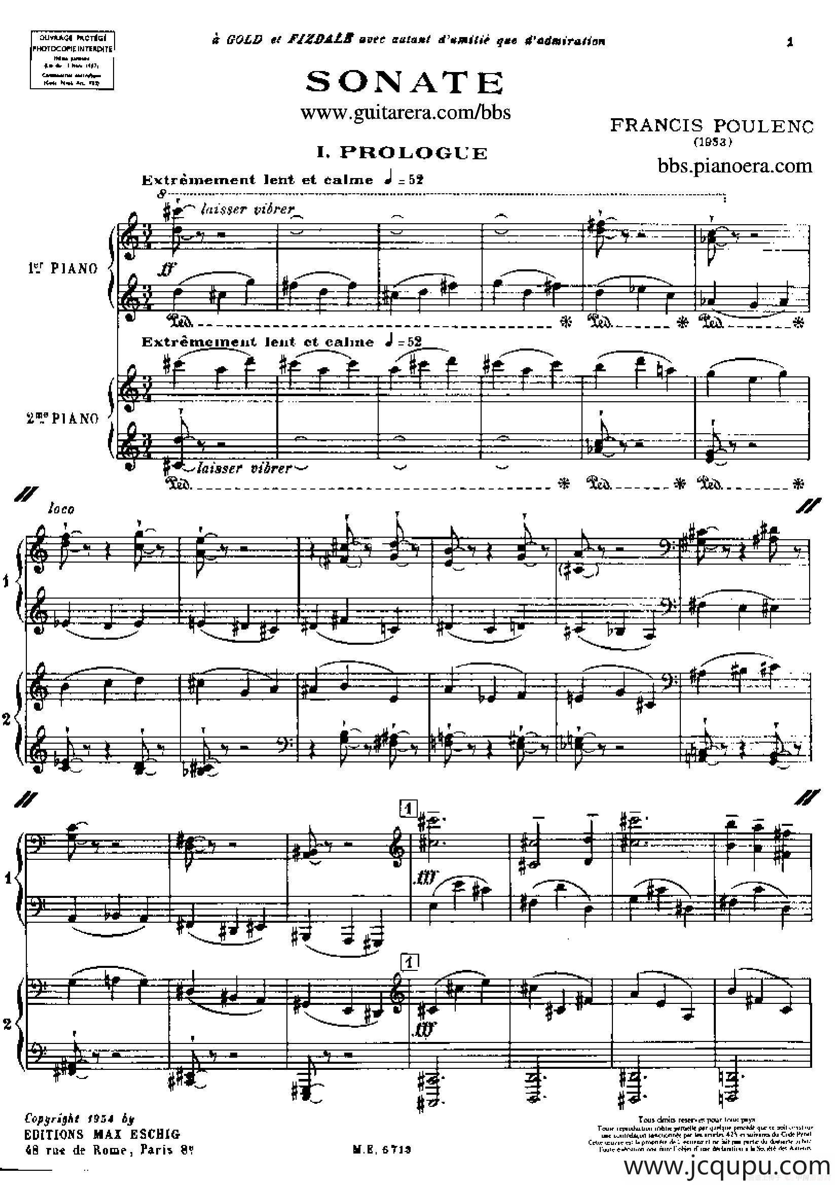 Sonata for Two Pianos（双钢琴奏鸣曲）简谱