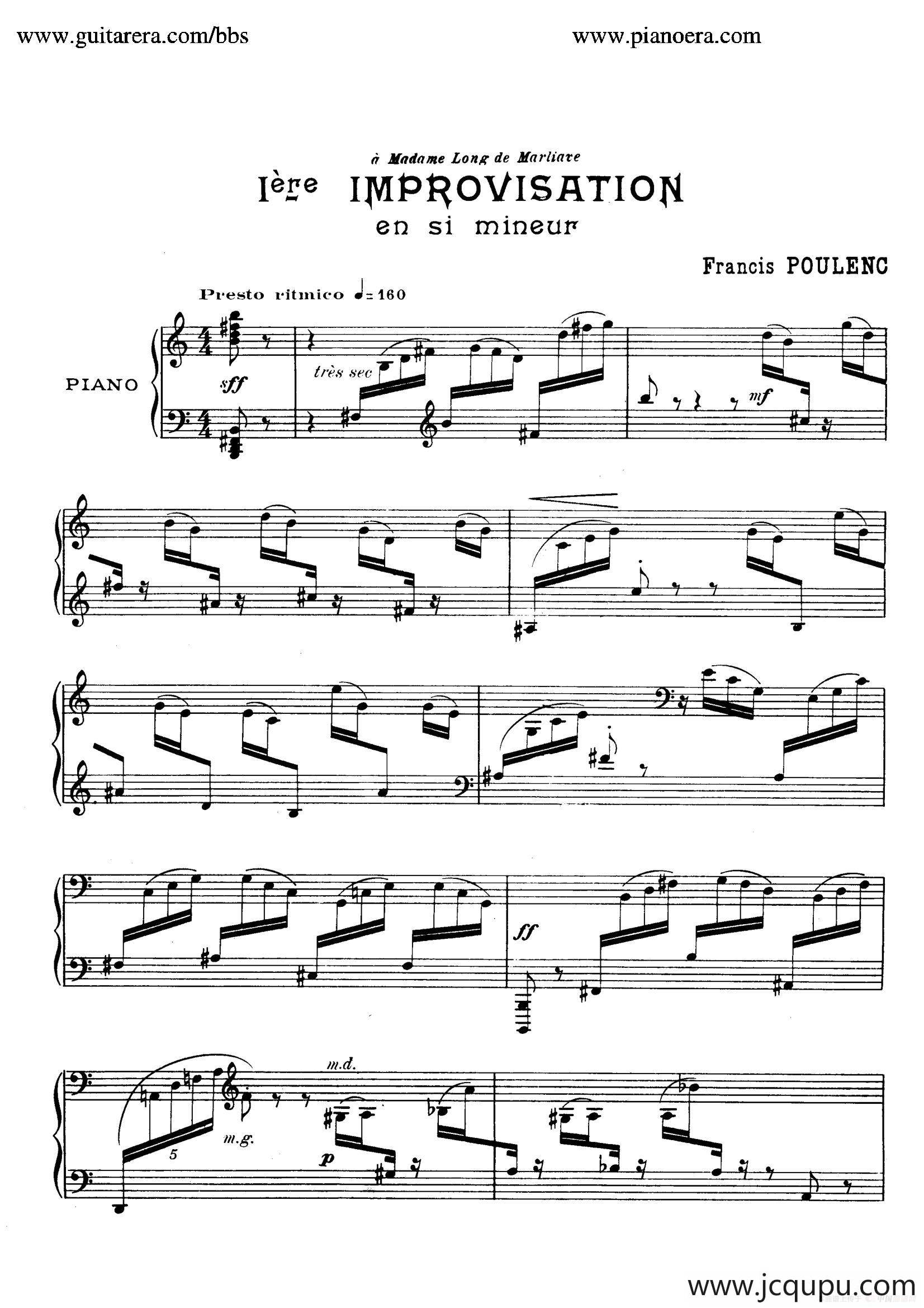 15 Improvisations（15首即兴曲·Ⅰ）简谱