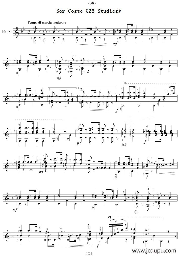 Sor-Coste《26 Studies》（STUDY 21）简谱