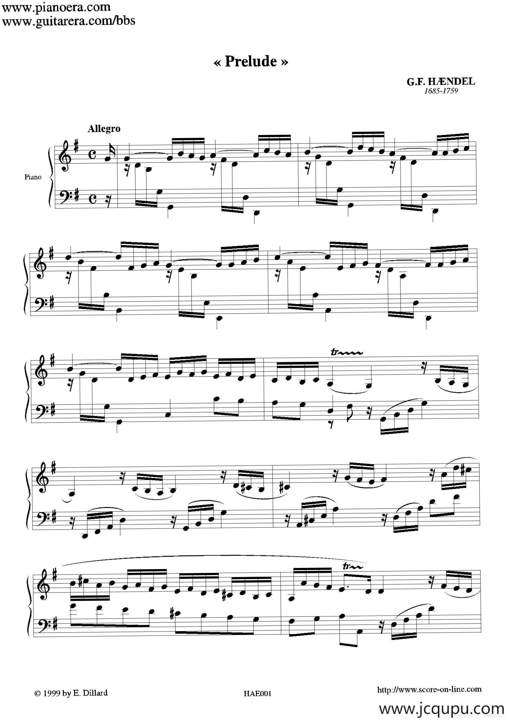 Prelude in G Major（G大调前奏曲）简谱
