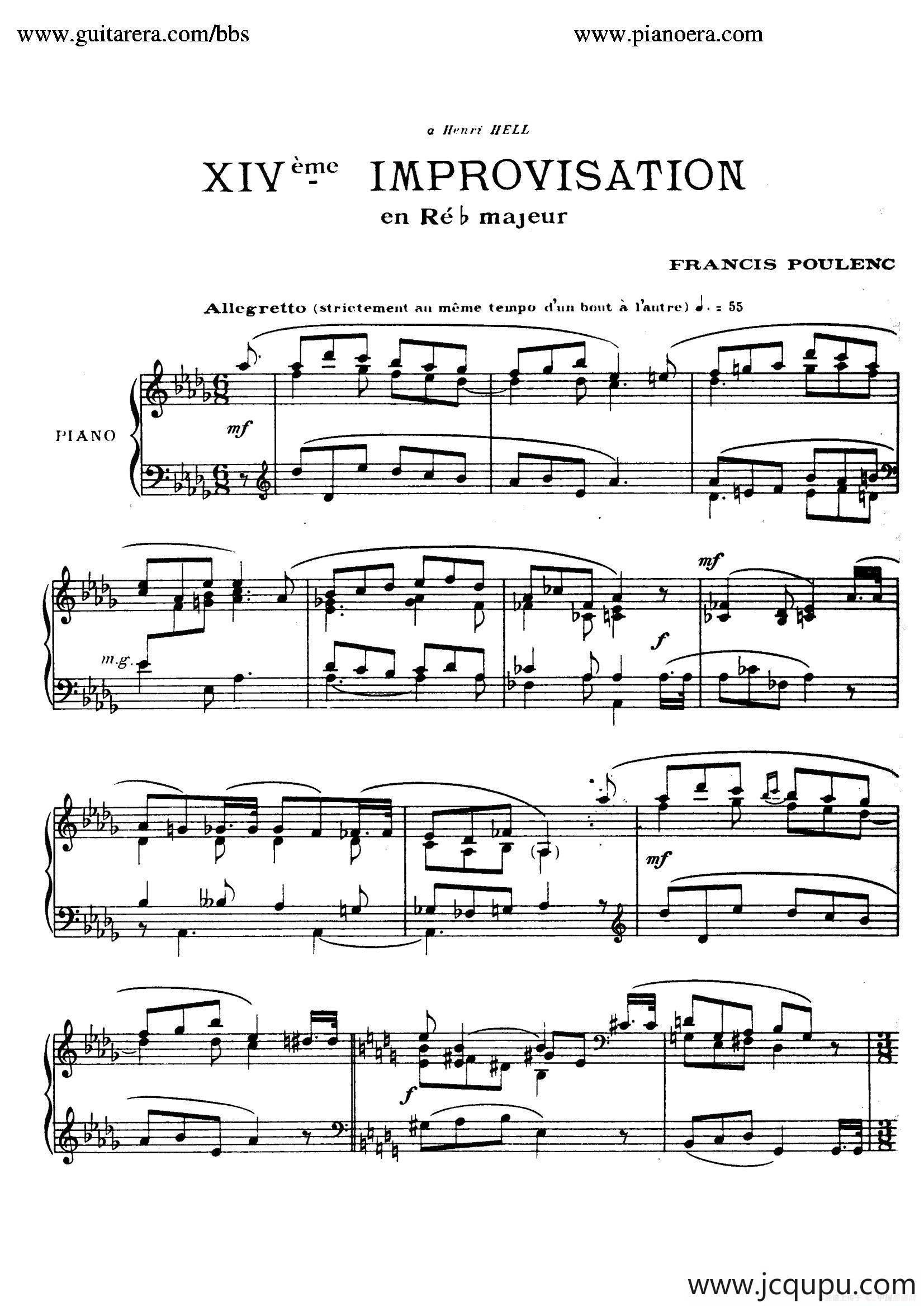 15 Improvisations（15首即兴曲·XIV）简谱