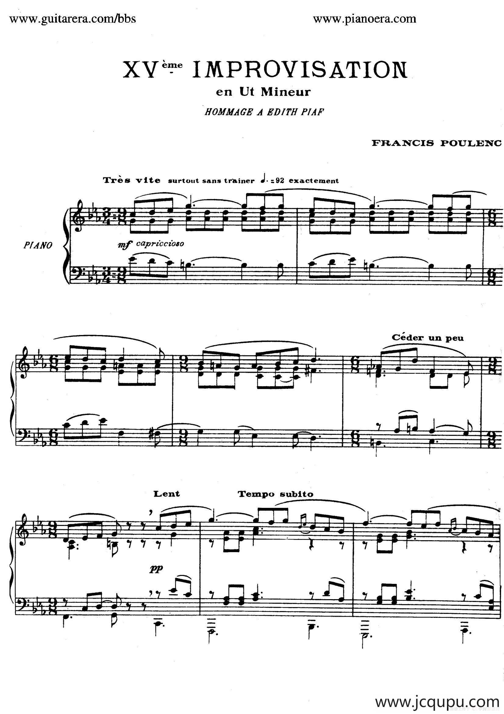 15 Improvisations（15首即兴曲·XV）简谱