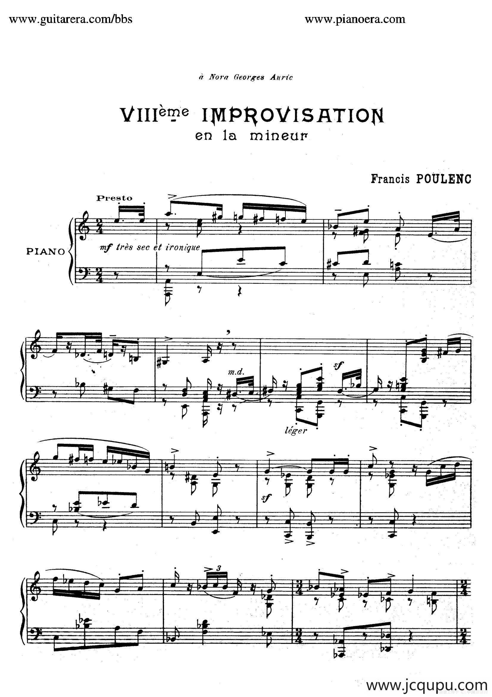 15 Improvisations（15首即兴曲·Ⅷ）简谱