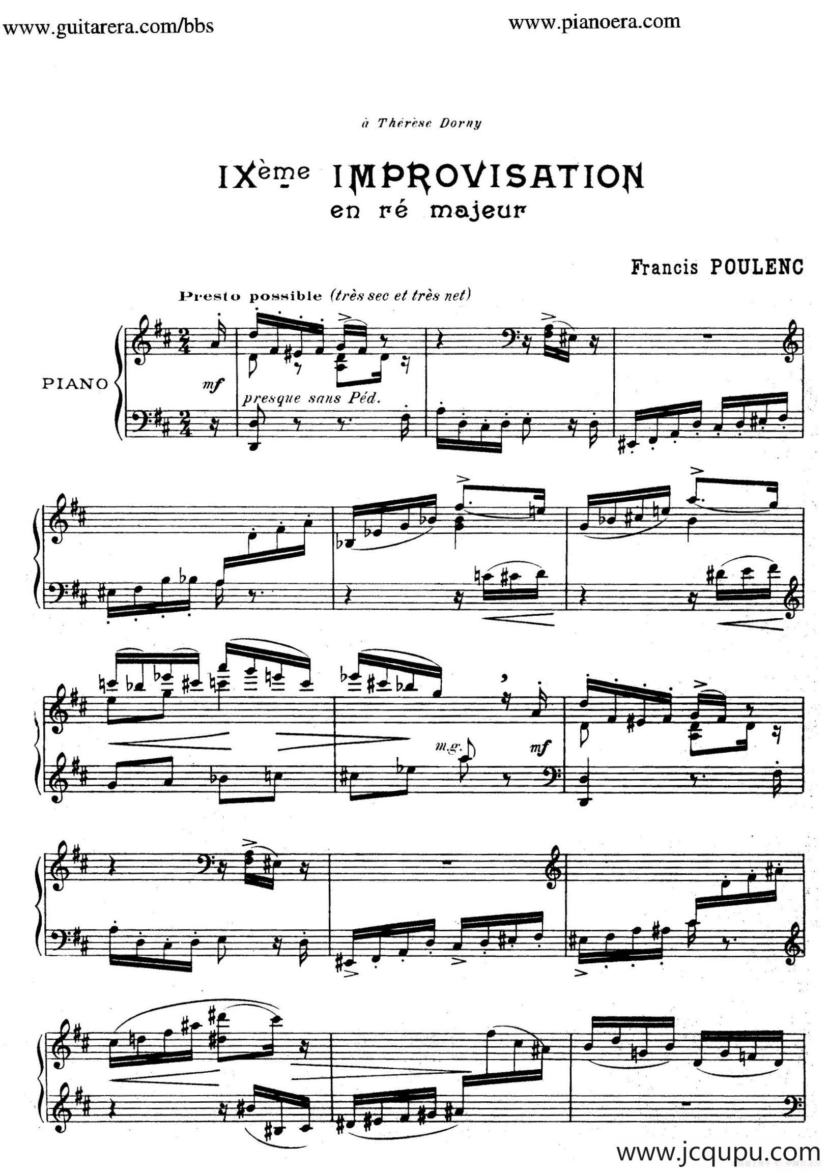 15 Improvisations（15首即兴曲·Ⅸ）简谱