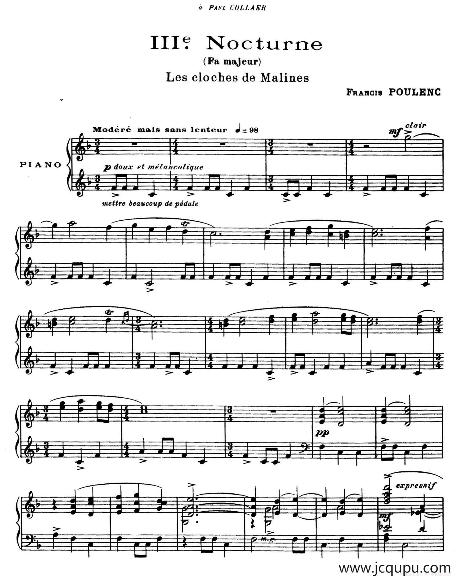 Eight Nocturnes （8首夜曲·Ⅲ）简谱