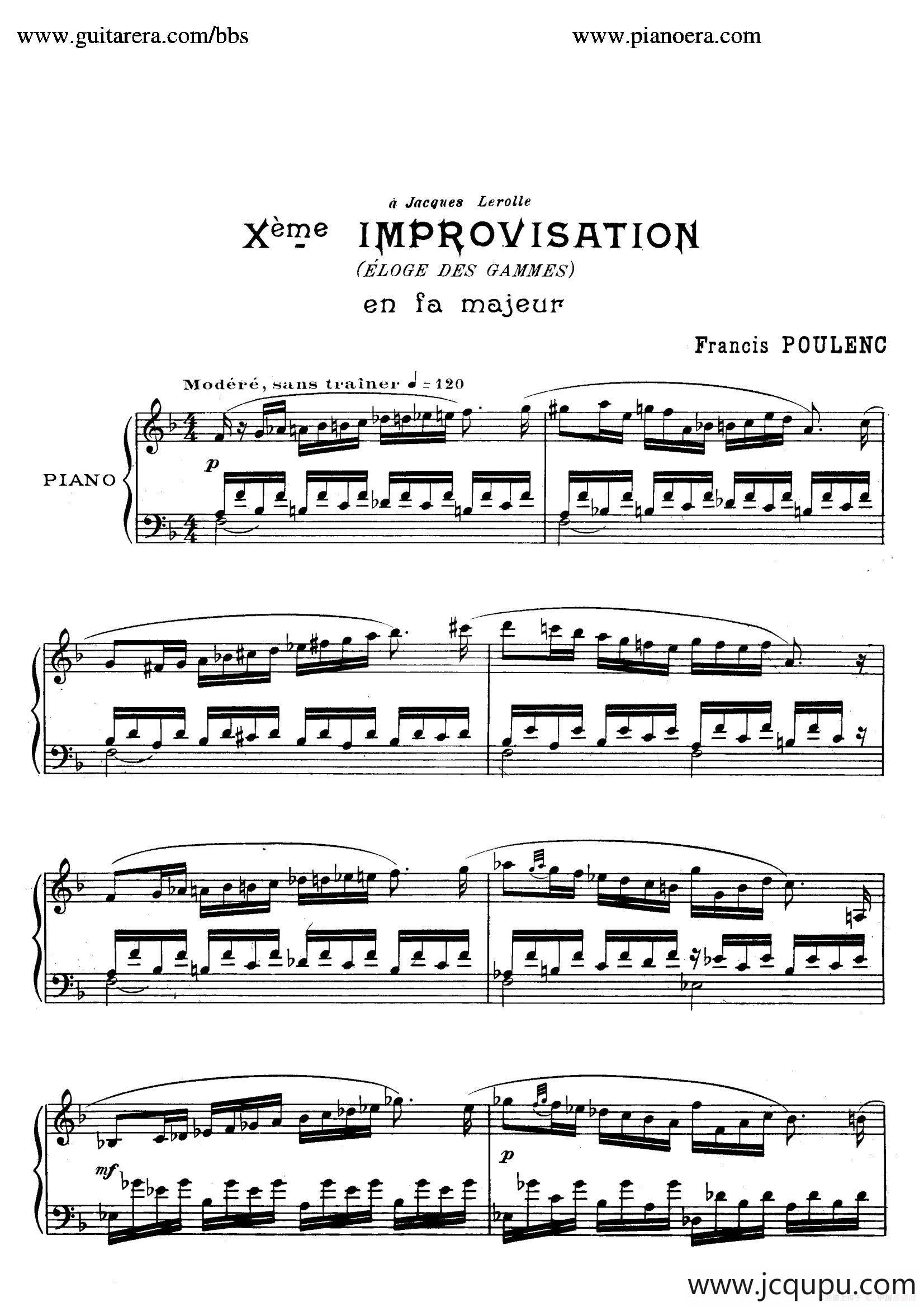 15 Improvisations（15首即兴曲·Ⅹ）简谱
