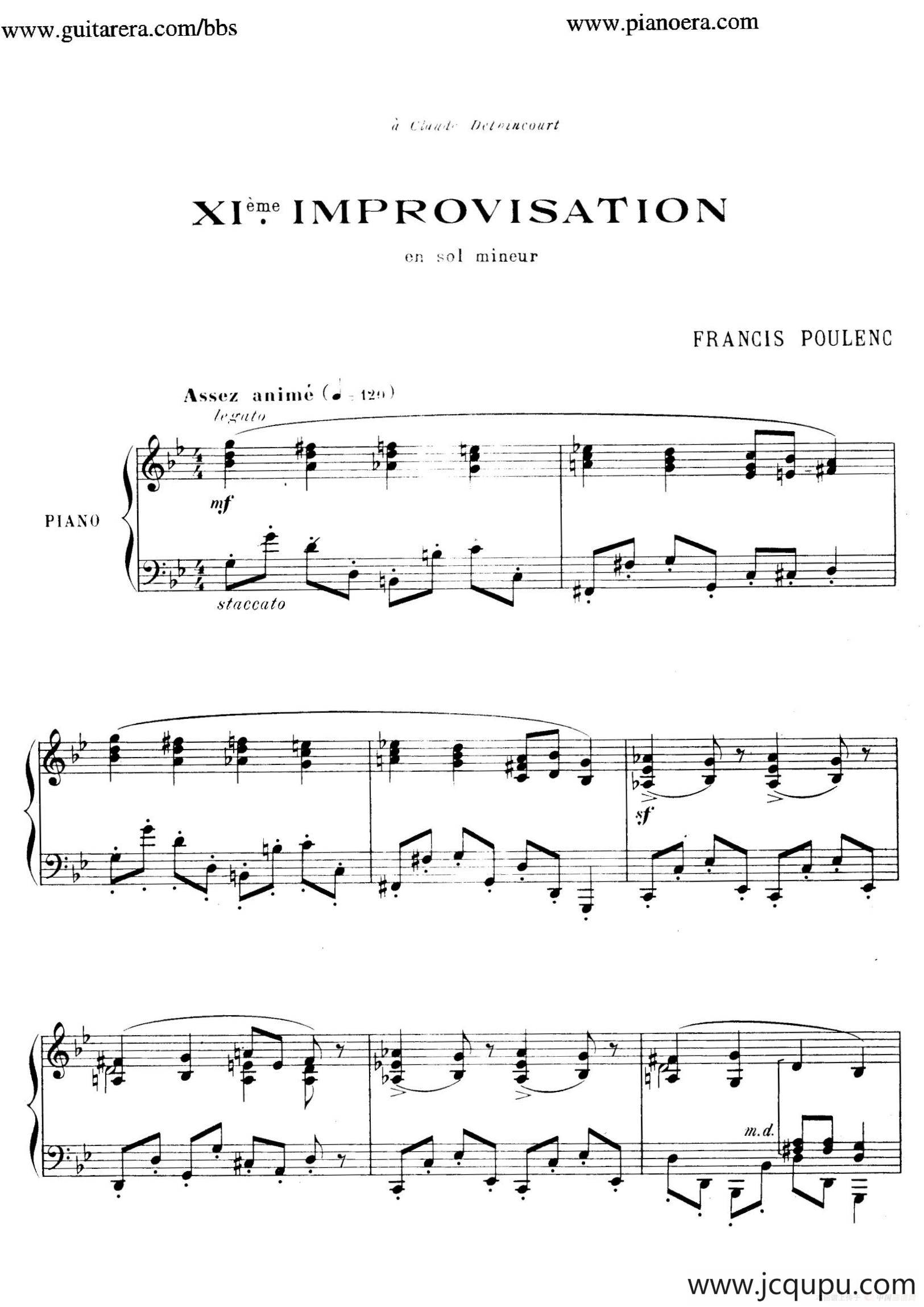 15 Improvisations（15首即兴曲·Ⅺ）简谱