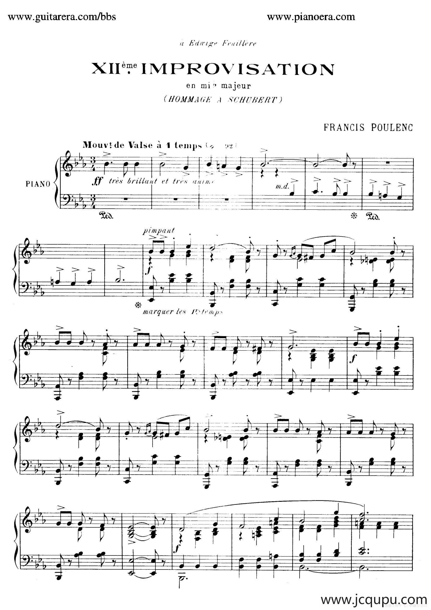 15 Improvisations（15首即兴曲·Ⅻ）简谱