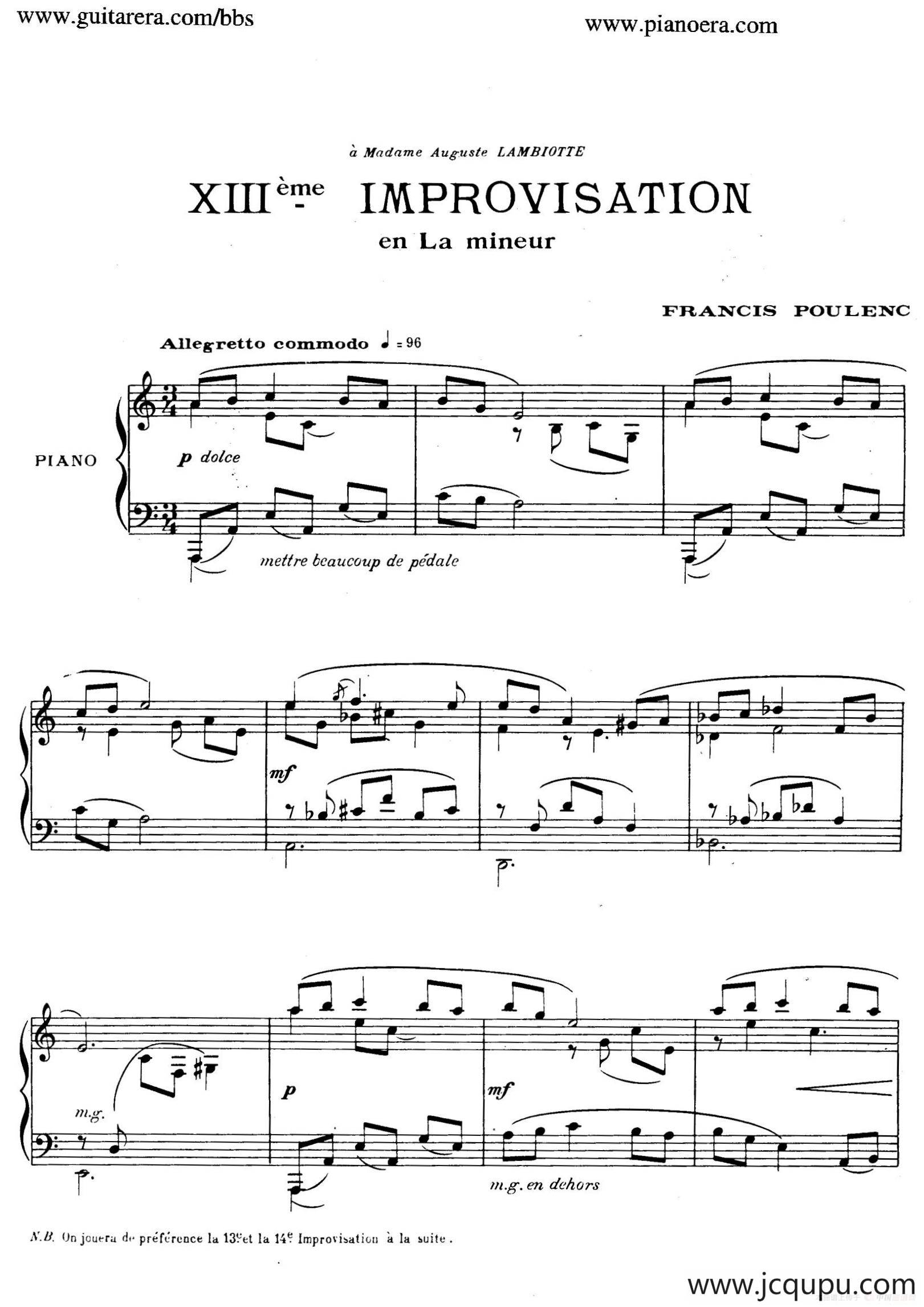 15 Improvisations（15首即兴曲·XIII）简谱