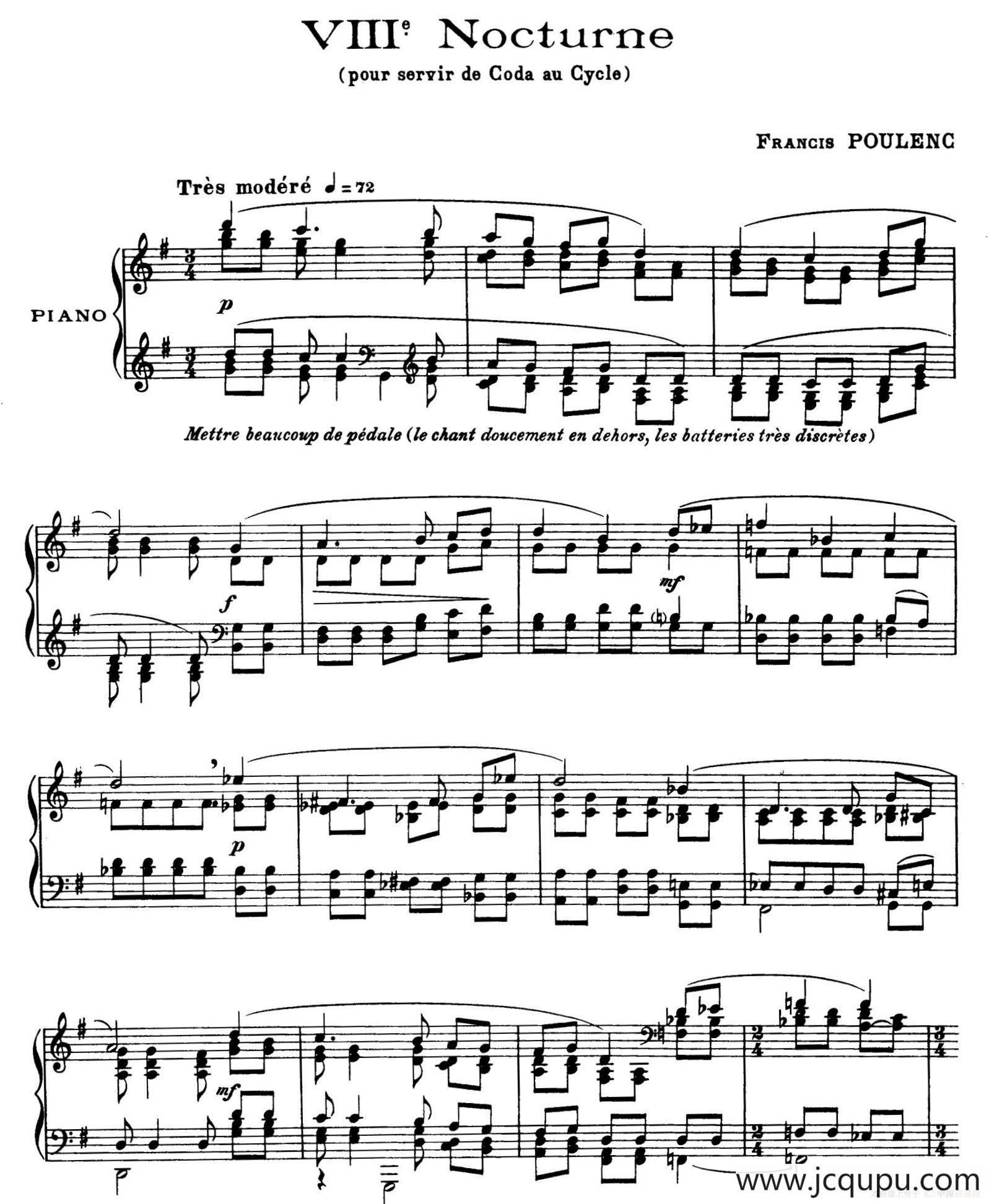 Eight Nocturnes （8首夜曲·Ⅷ）简谱