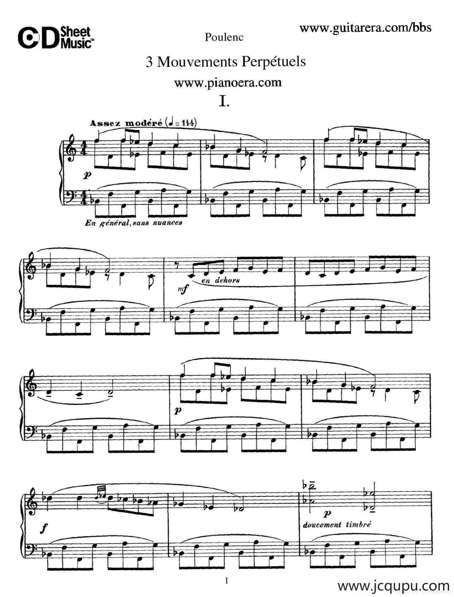Trois Mouvements Perpetuel（3首无穷动·1）简谱