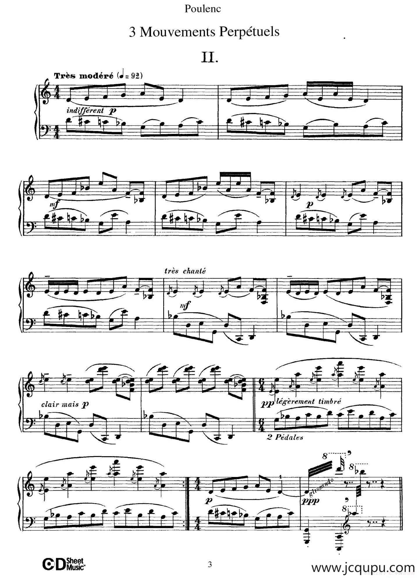 Trois Mouvements Perpetuel（3首无穷动·2）简谱