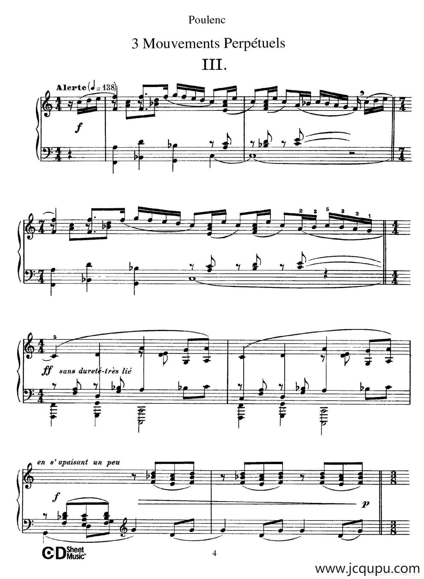 Trois Mouvements Perpetuel（3首无穷动·3）简谱