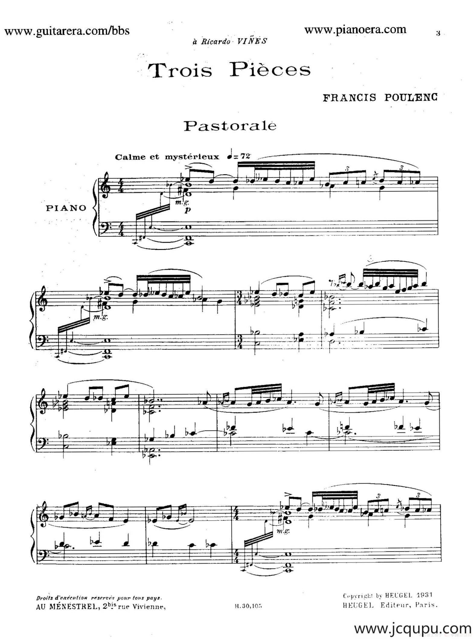 Trois Pieces（3首小品·1）简谱