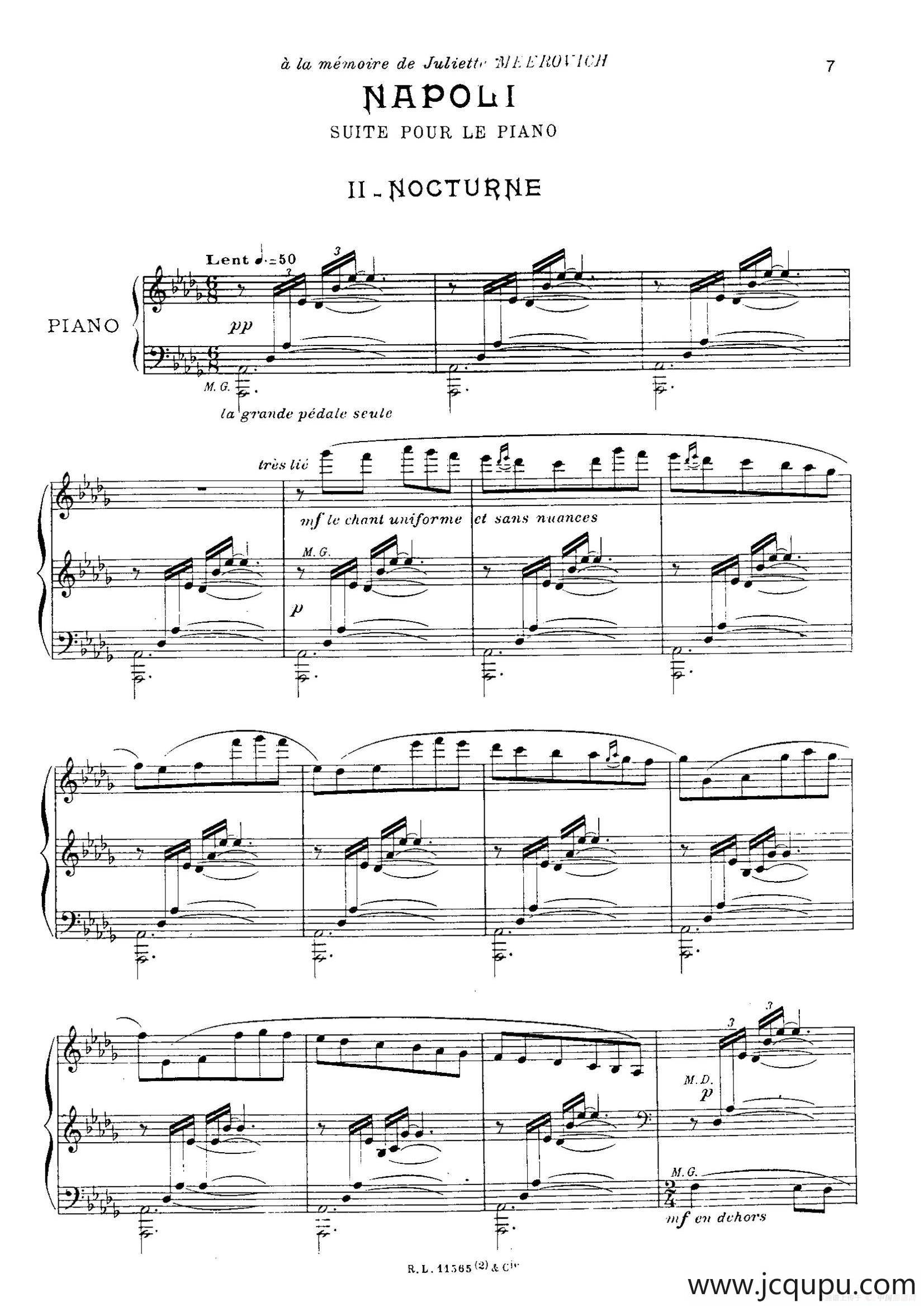 Suite Napoli （拿波里组曲）（2. 夜曲 Nocturne）简谱