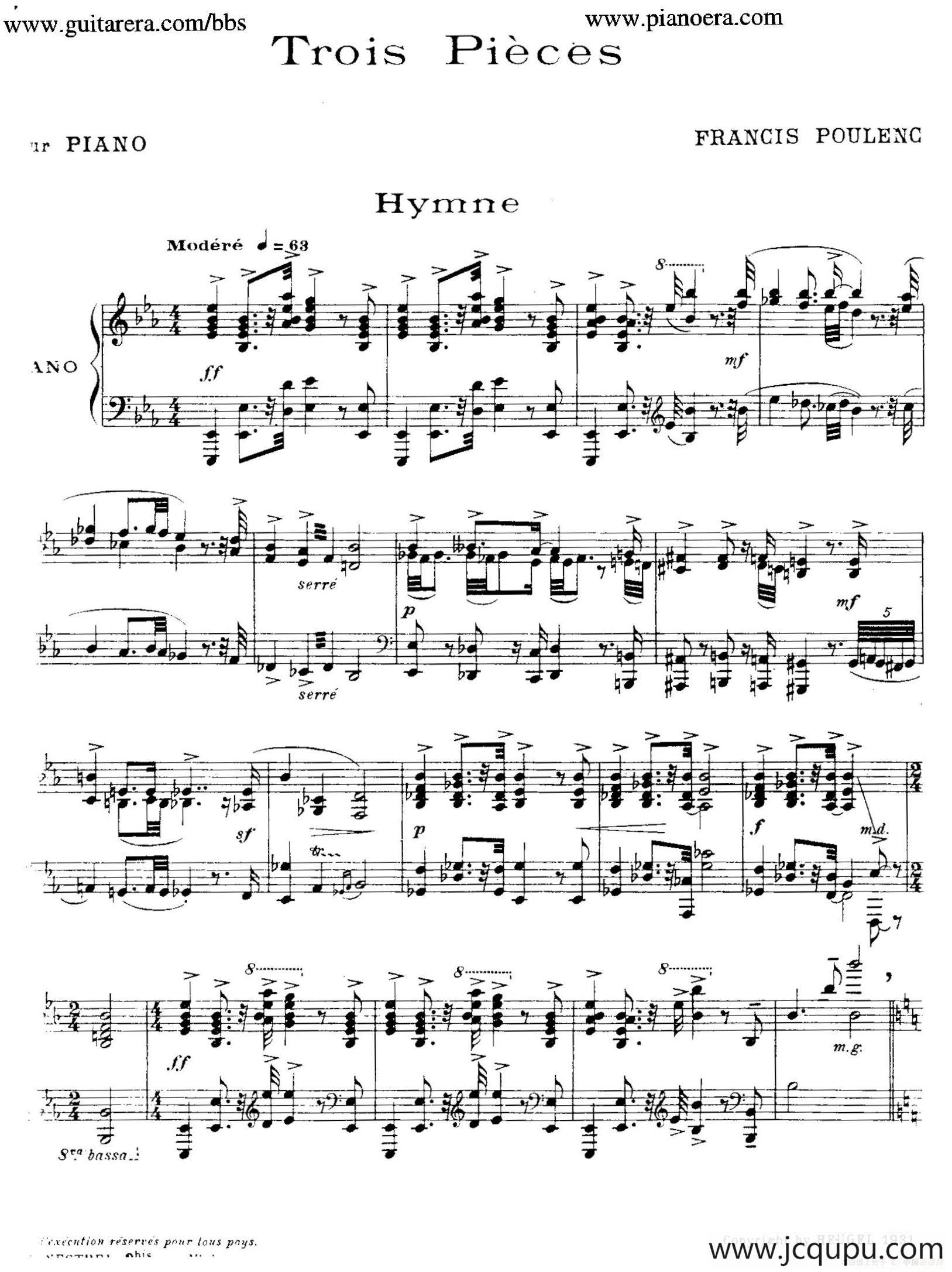 Trois Pieces（3首小品·2）简谱