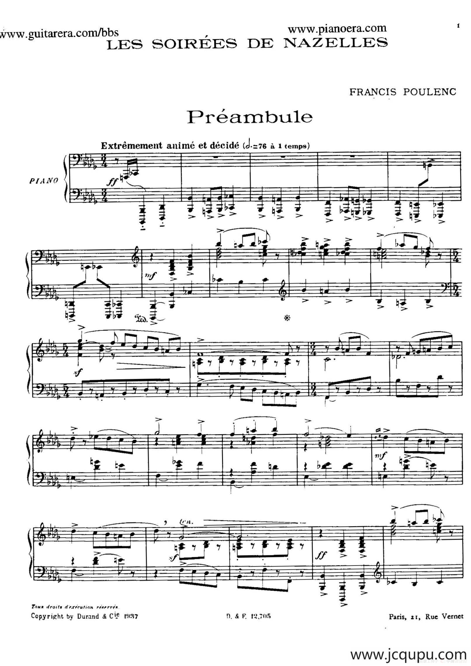 Les Soirees De Nazelles（纳泽尔之夜·1）简谱