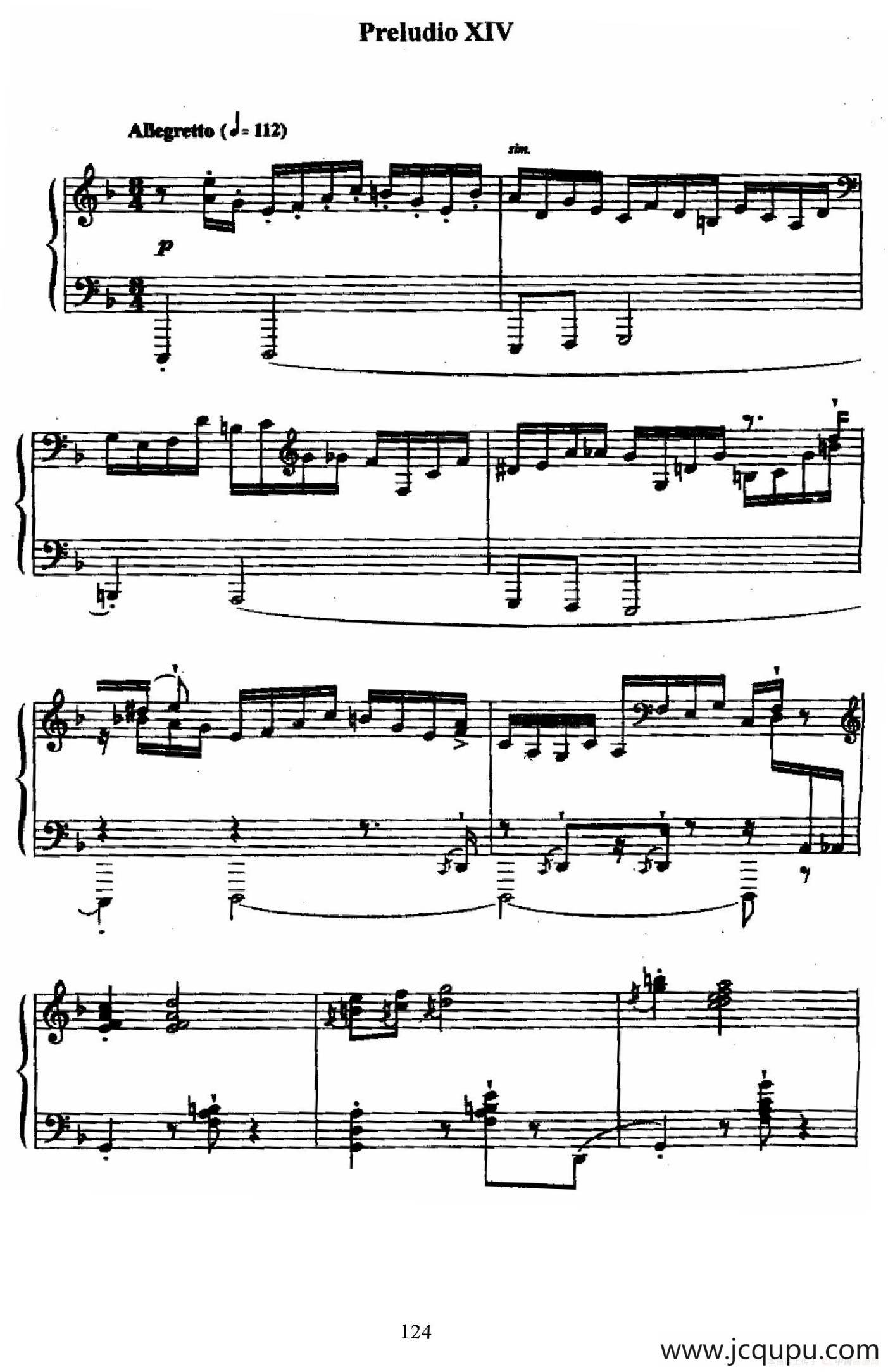 24 Preludes and Fugues Op.82（24首前奏曲与赋格·14）简谱