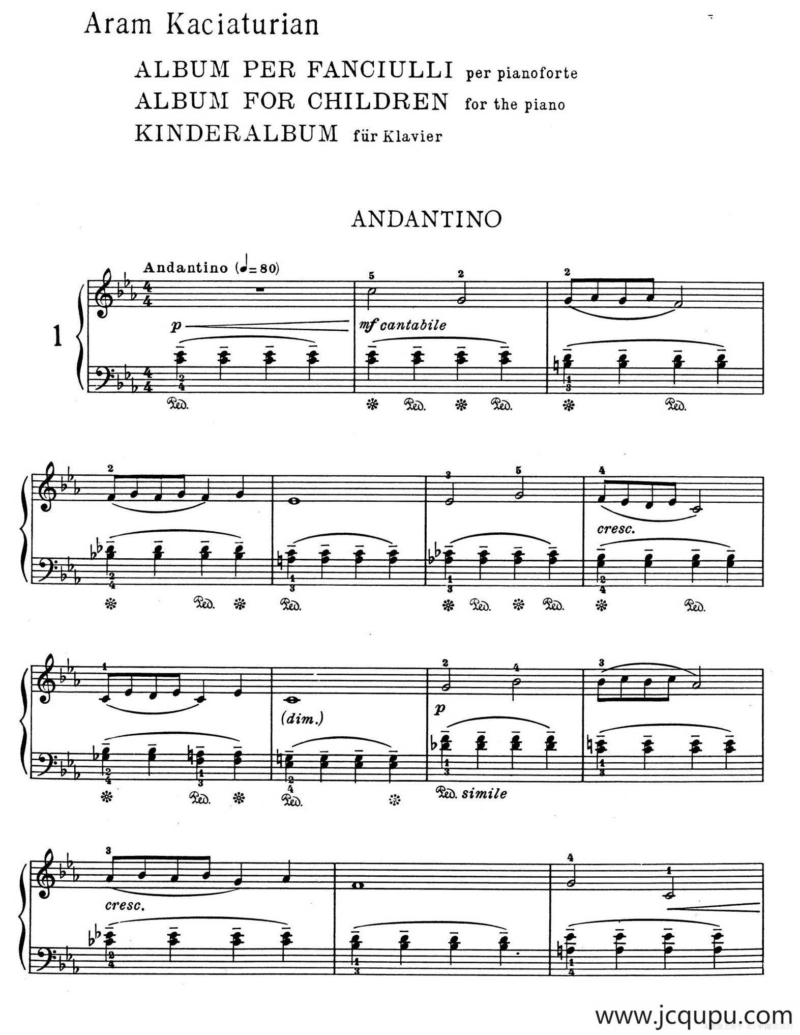 Children's Album Book 1 Op.62（儿童钢琴曲集·1）简谱