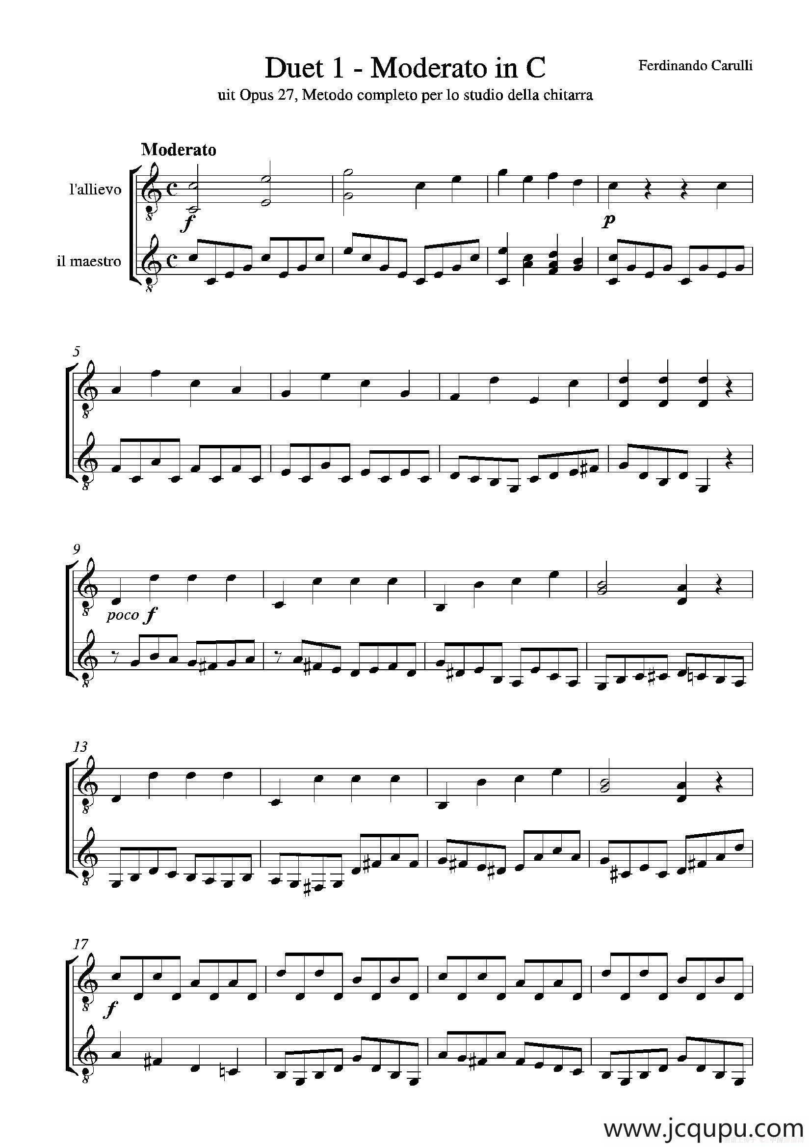 Metodo Completo Op.27-3（古典吉他二重奏练习·1）简谱