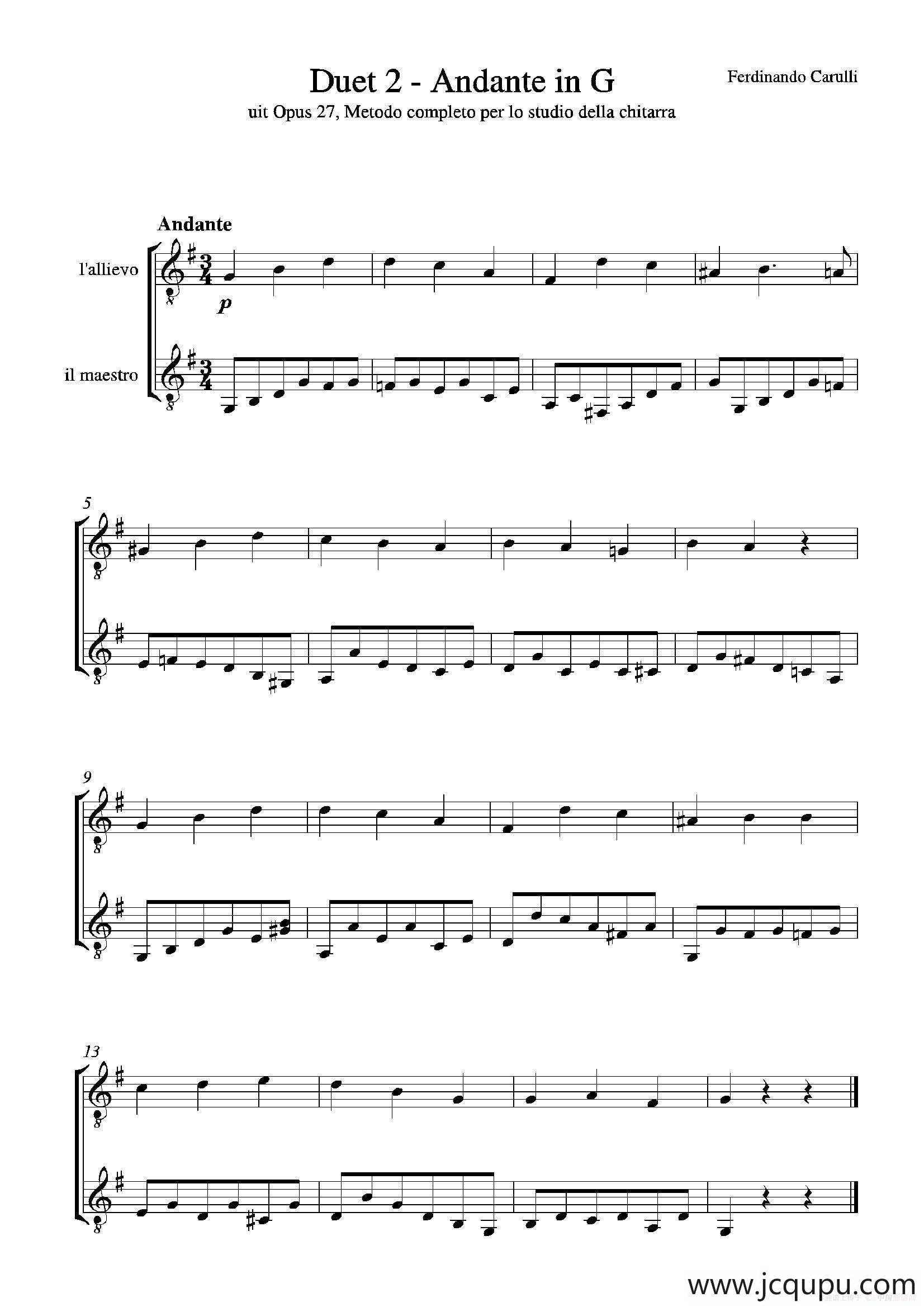 Metodo Completo Op.27-3（古典吉他二重奏练习·2）简谱