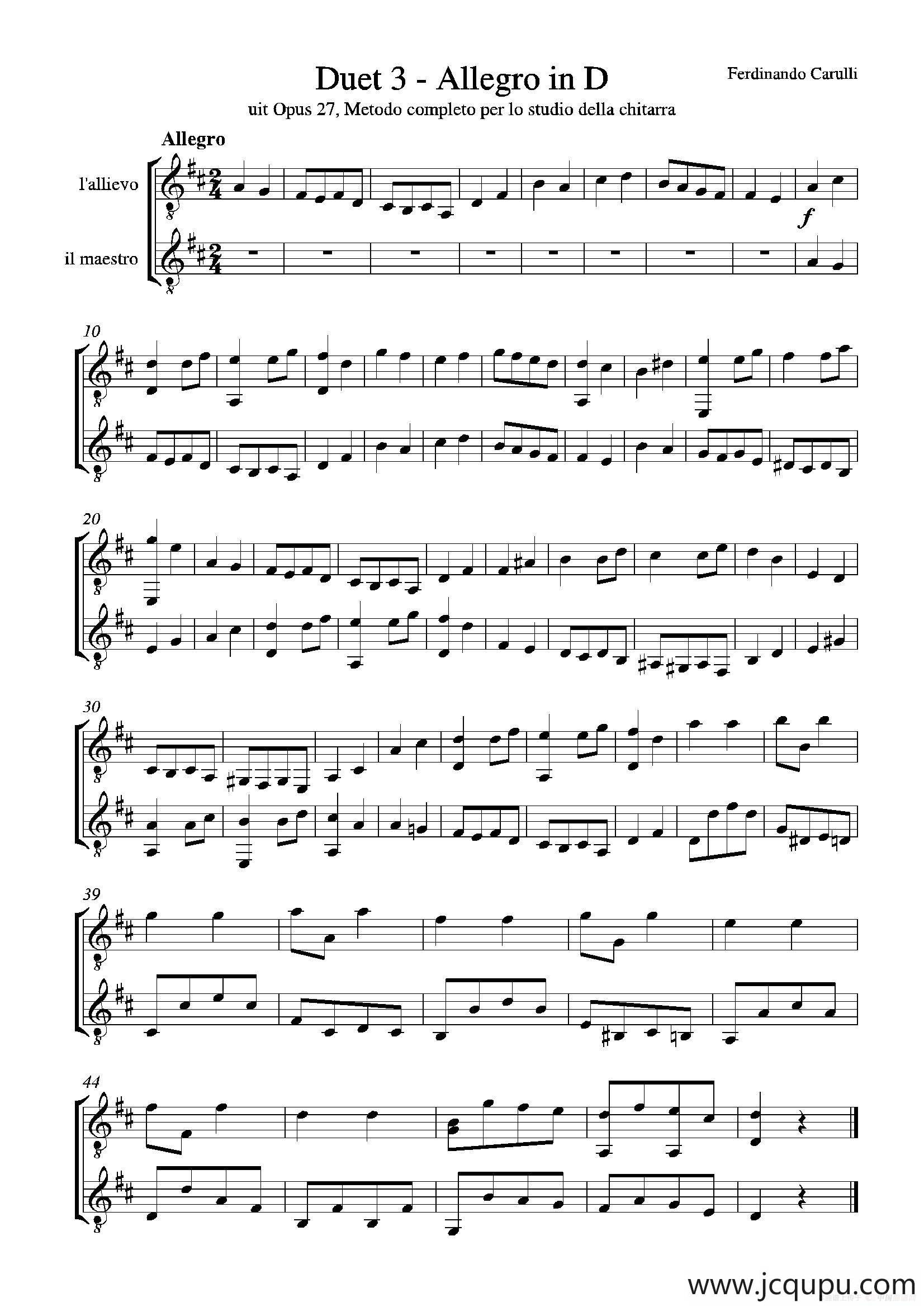 Metodo Completo Op.27-3（古典吉他二重奏练习·3）简谱