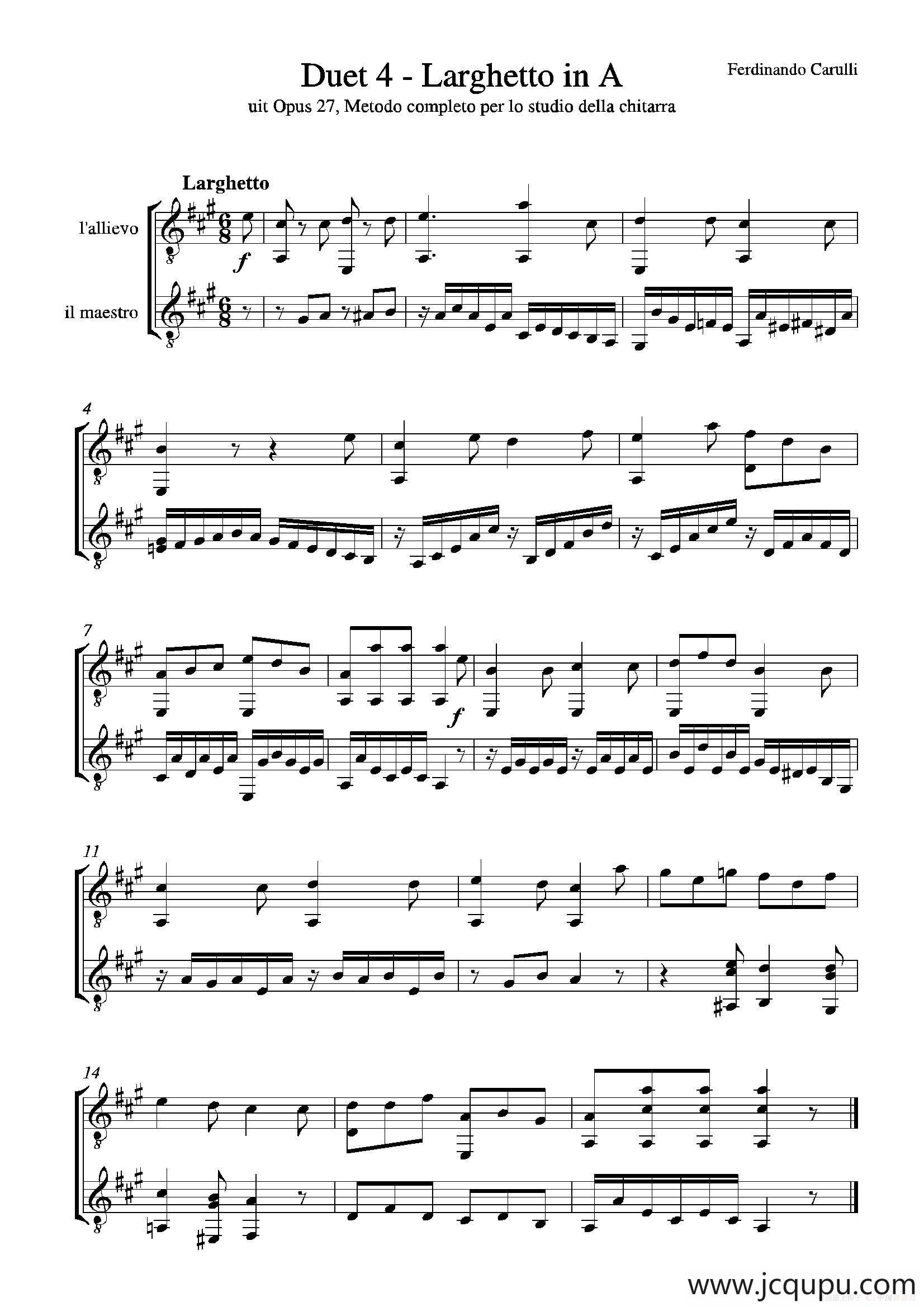 Metodo Completo Op.27-3（古典吉他二重奏练习·4）简谱