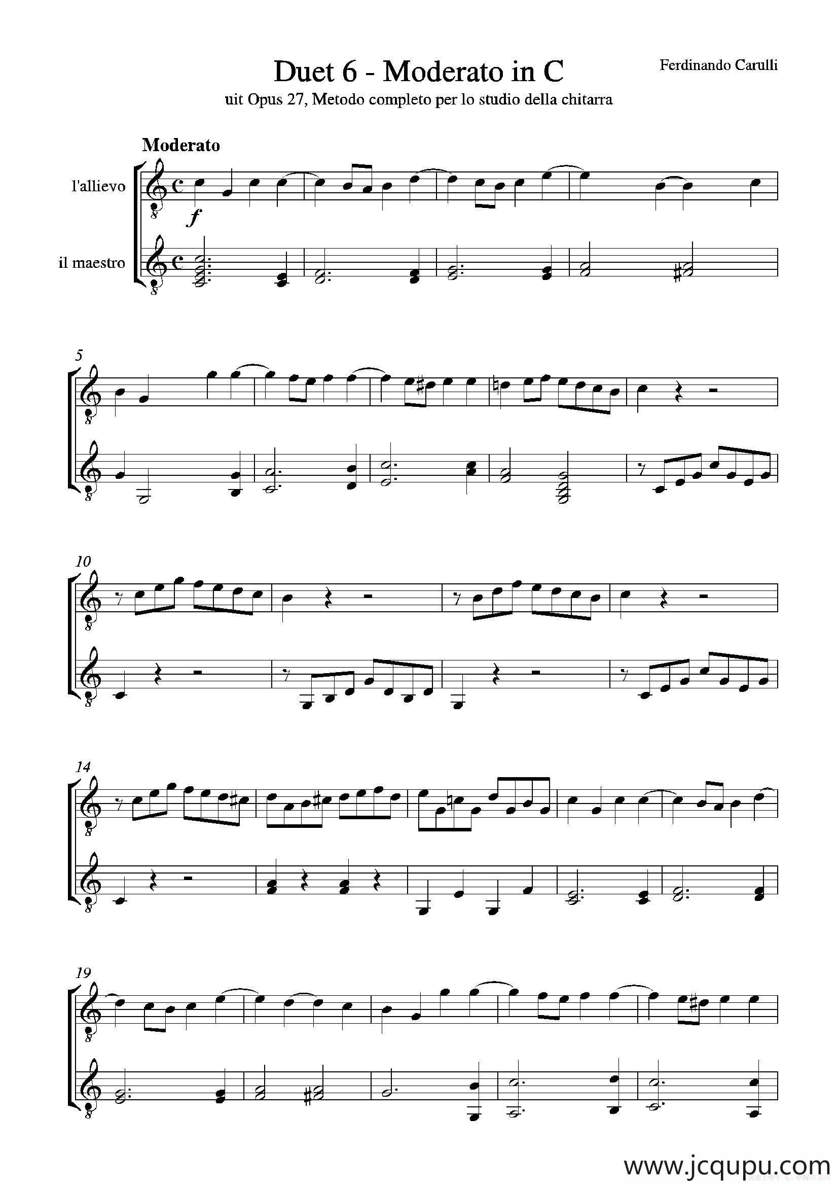 Metodo Completo Op.27-3（古典吉他二重奏练习·6）简谱