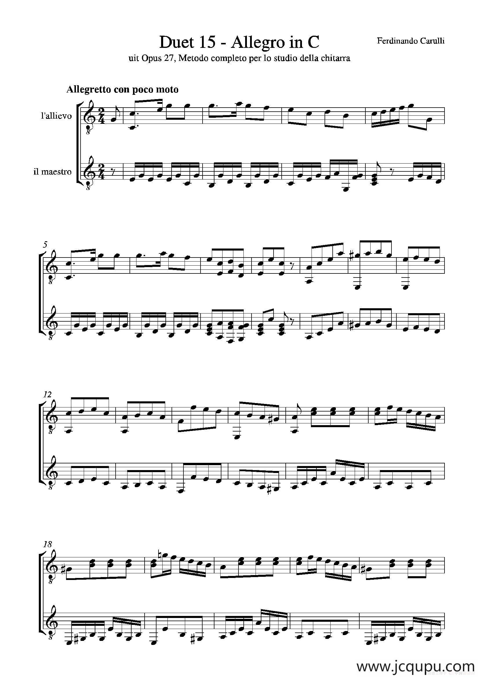 Metodo Completo Op.27-3（古典吉他二重奏练习·15）简谱