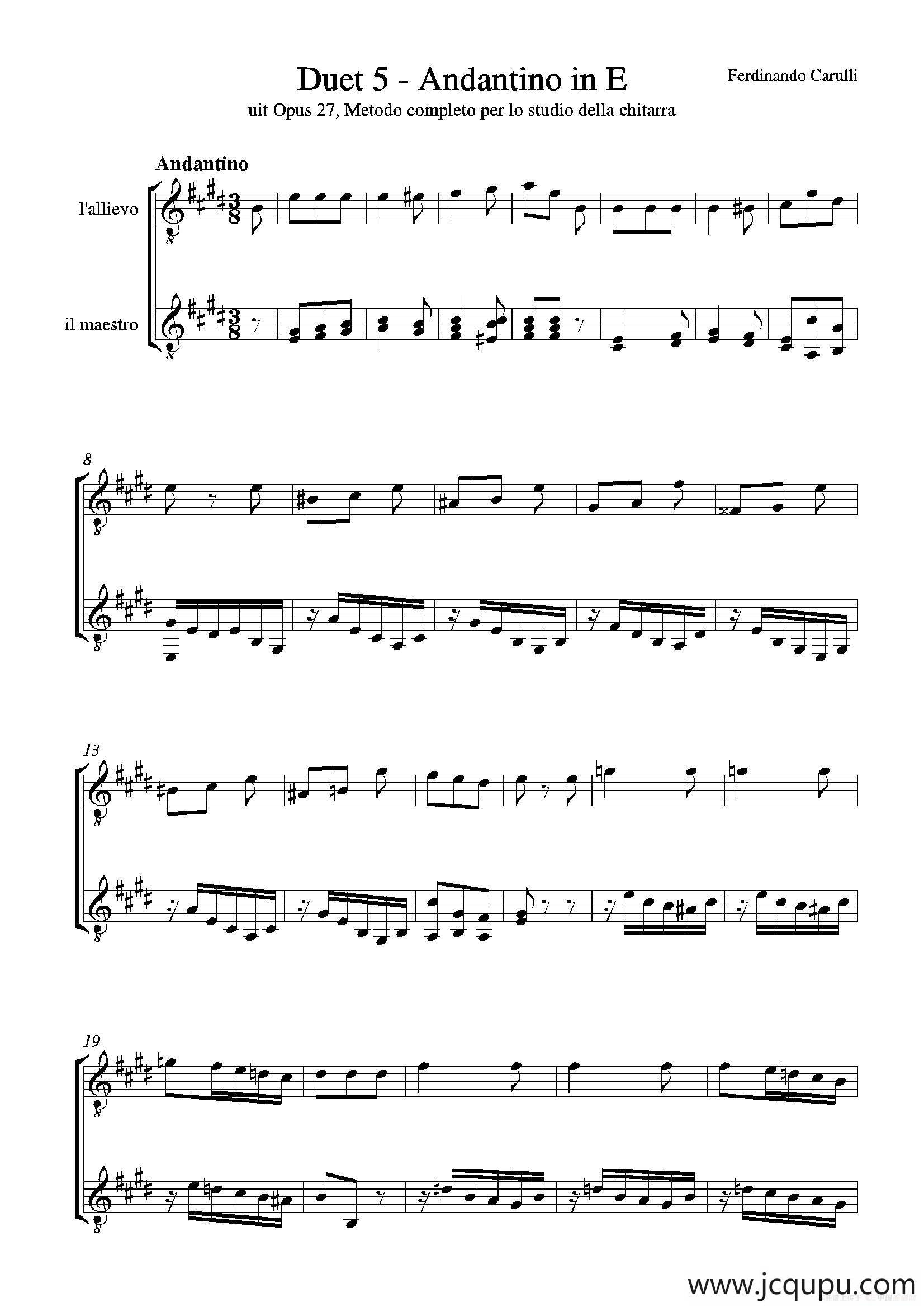 Metodo Completo Op.27-3（古典吉他二重奏练习·5）简谱