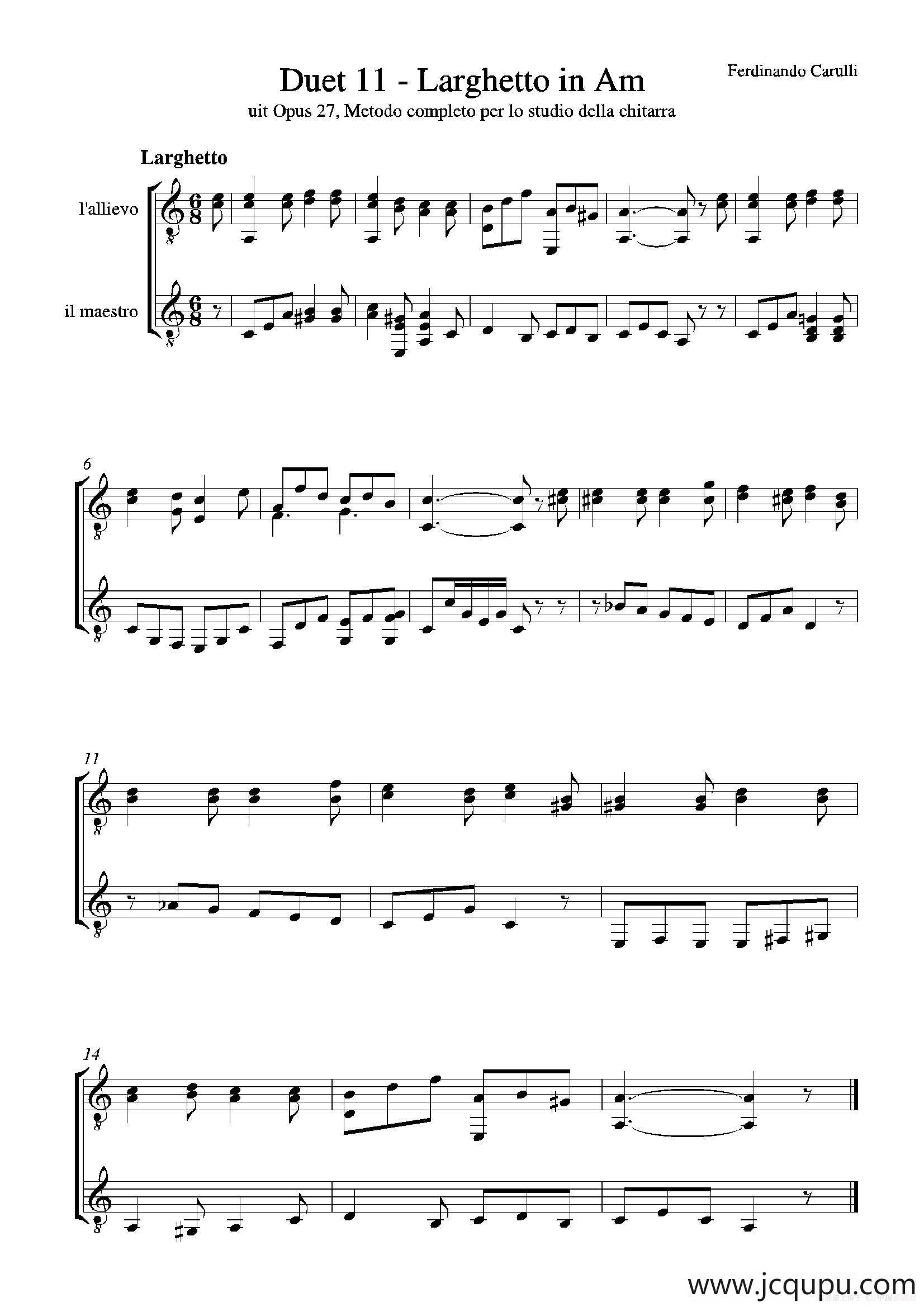 Metodo Completo Op.27-3（古典吉他二重奏练习·11）简谱