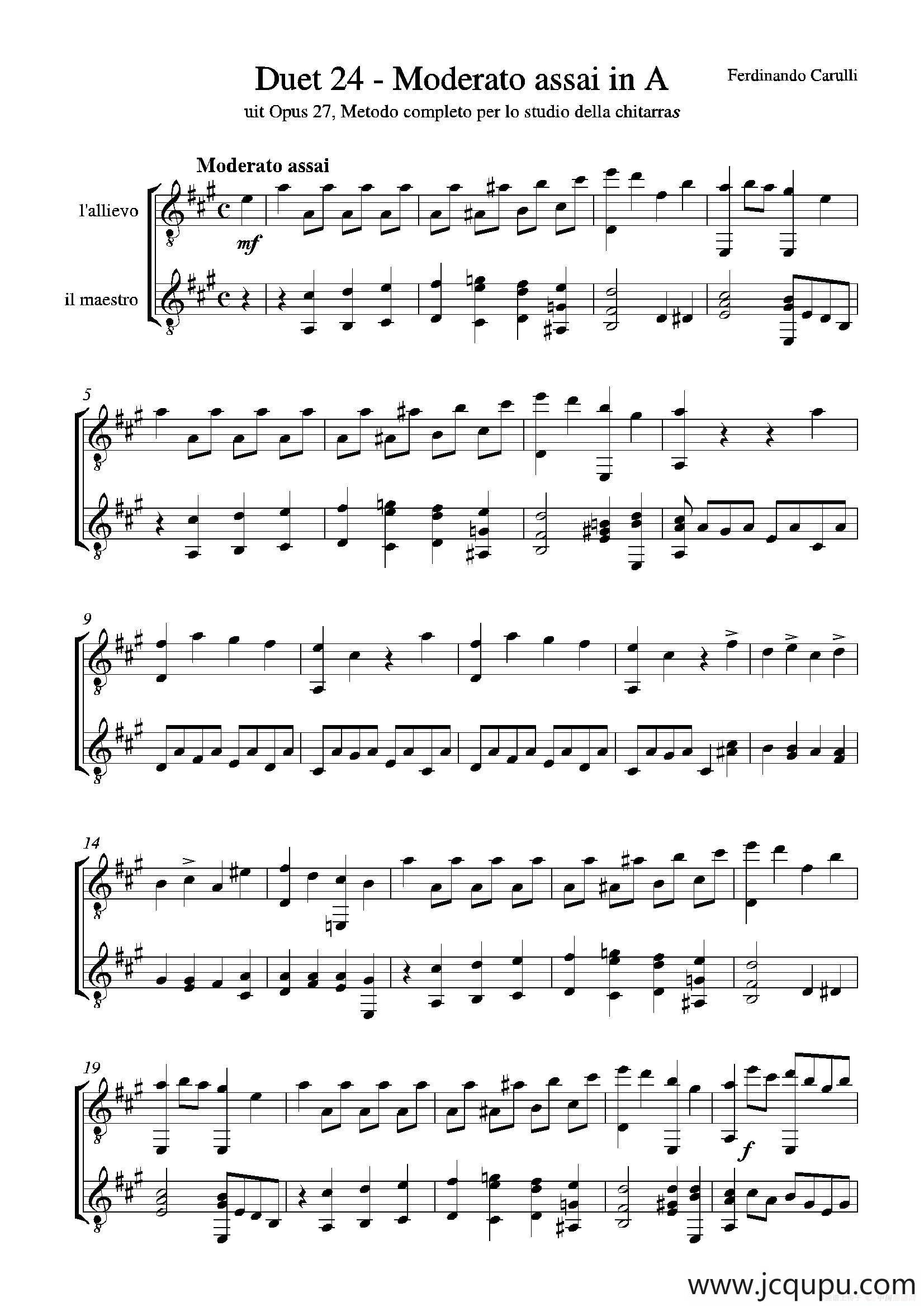 Metodo Completo Op.27-3（古典吉他二重奏练习·24）简谱